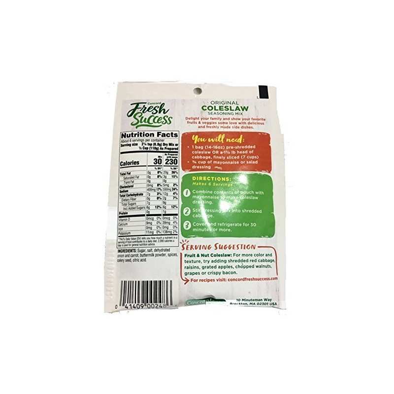 Concord Foods Coleslaw Mix, 1.87 Ounce (Pack of 18)