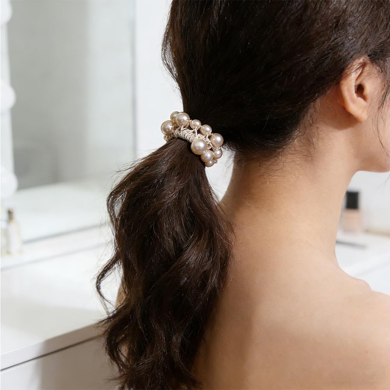 KUAIDHFK ヘアゴム ヘアアクセサリー 3点セット シュシュ パールゴム レディース 髪飾り 髪留め ヘアタイ