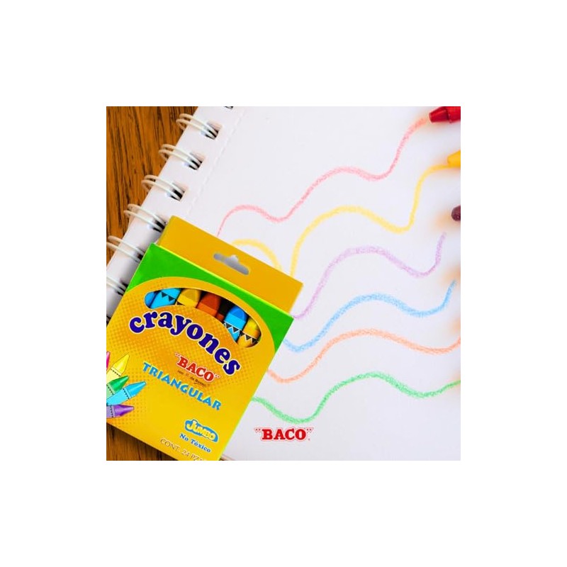 Baco | Crayones Jumbo Triangular - Caja con 24 Piezas,