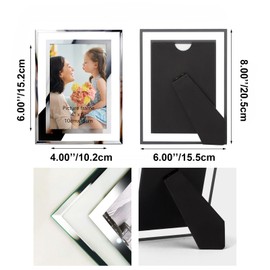 Hoikwo 4 Pack Photo Frames,4x6 Picture Frames with Silver Mirrored Glass, Multi Picture Frames for Tabletop Display