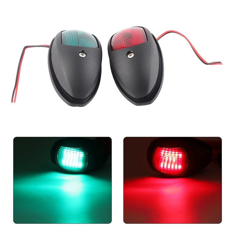 2pcs Waterproof Boat Navigation Light Green Red Marine LED for