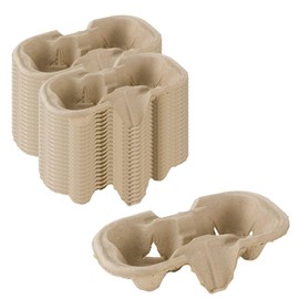 Chef Royale 2 cups holder tray for Tea - Hot & Cold Drinks carry around fold away Biodegradable Disposable cup carrier (PACK OF 180) - Cardboard Tray - (180)