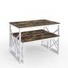 VECELO Wood Dining Table Set for 4 with Bench Kitchen