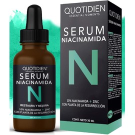 Quotidien Serum Niacinamida 10% + Zinc + Planta de la Resurrección Regula la Producción de Grasa Disminuye Poros e Imperfecciones Ideal Todo Tipo de Piel 88% Ingredientes Naturales - 30ml