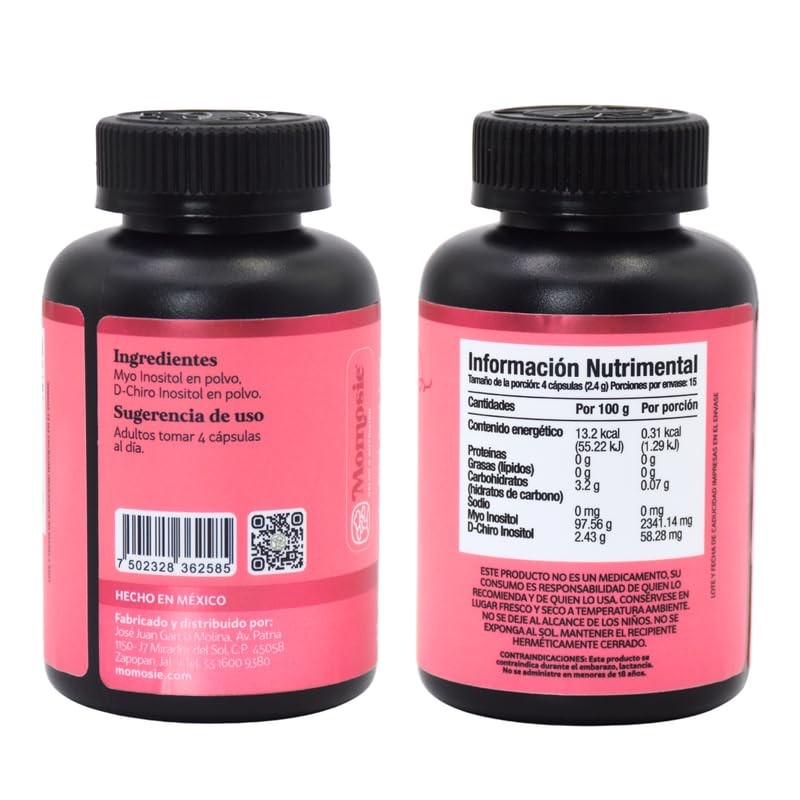 Momosie Inositol Capsulas Myo Chiro 180 Cápsulas 2400 Porcion Ingredientes
