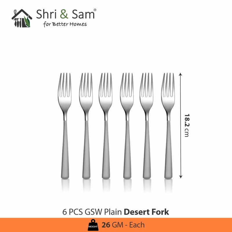 Shri & Sam Stainless Steel GSW Plain Desert Fork,6 Pieces