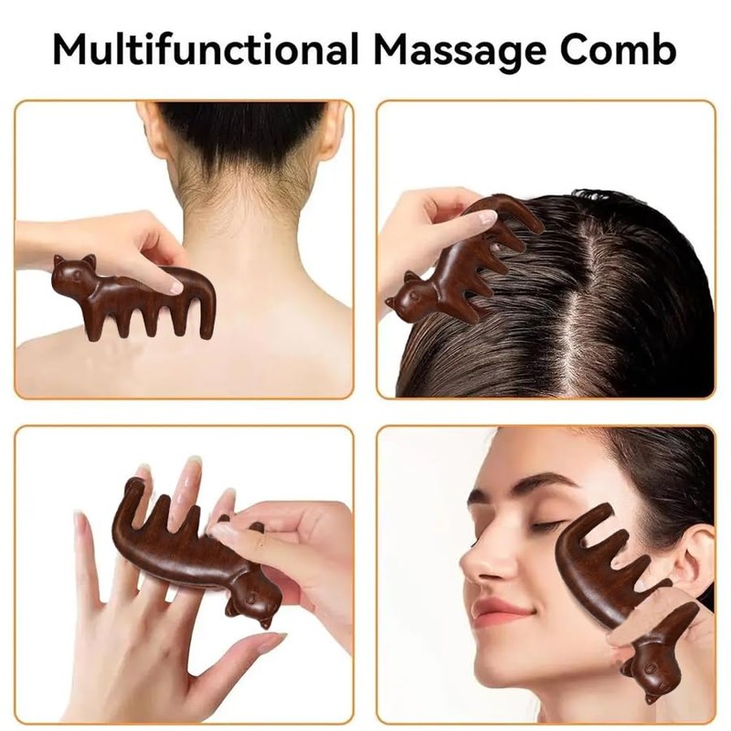 ARFUKA Wooden Cat Scalp Massage Comb Five Claw Trigger Point