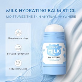 Milk Face Moisturiser, Milk Hydrating Balm Stick, Hydrating Face Cream for Dry & Sensitive Skin, Makeup Base, Face & Body Moisturizer with Hyaluronic Acid, Tender Skin, 40g