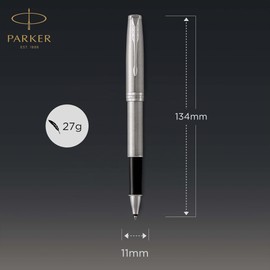 Parker Sonnet Penna Roller | Acciaio Inossidabile con Finiture in Palladio | Pennino Sottile | Confezione regalo