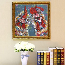 5D DIY Diamond Painting Kits for AdultsFull Round Stone ResinEmbroidery Cartoon Chicken Diamant Mosaic Friend Gift 16x16in