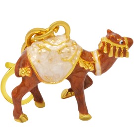 [YISHUI] （イスイ） キーホルダー 風水 キーチェーン 駱駝 お守り 長寿 財布 プレゼント 金運グッズ ビジネス 動物 装飾小物 成功 健康 ホワイト