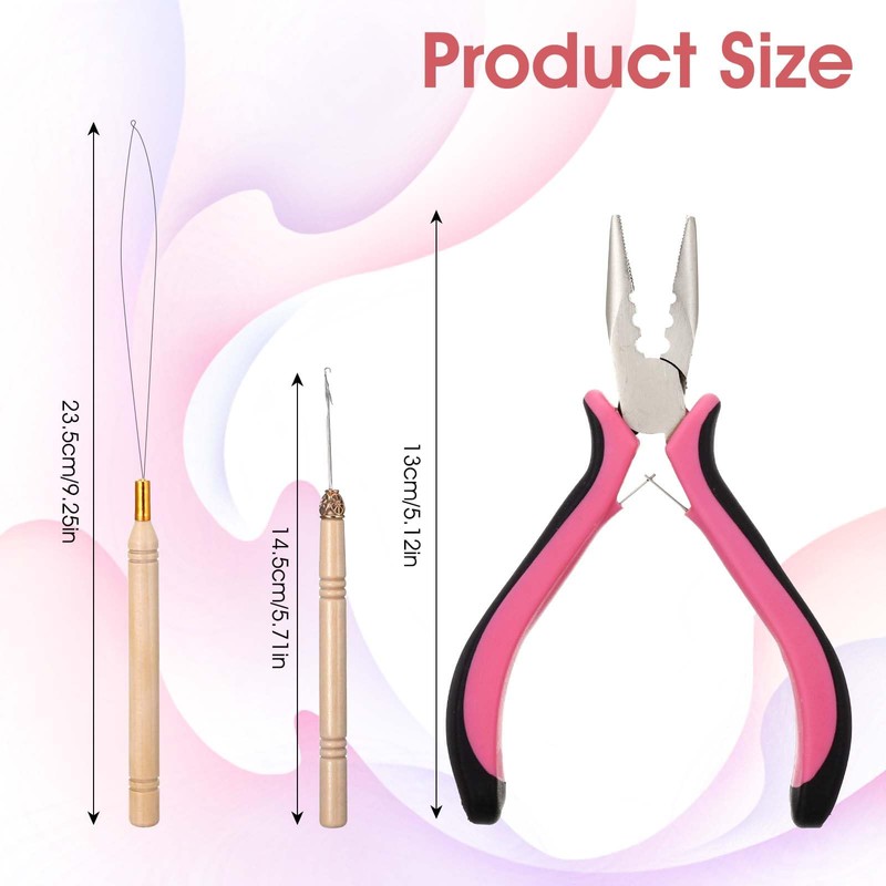 Hair Extension Kit, 3 pcs Hair Extension Pliers Hairs Tinsel