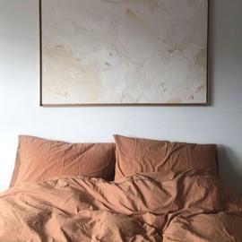 Coyuchi Organic Crinkled Percale Pillowcase, Set of 2, Ginger (King)