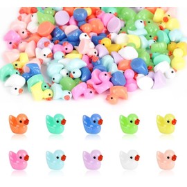 TDUNSYA Pack of 100 Ducks Resin, Colourful Mini Duck Figures, Small Ducks, Mini Resin Ducks, Figures Miniature Ducks, Miniature Resin Ducks for Aquarium Miniature Garden