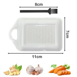 Ceramic Grater Set, Grater with Mini Brush, Ceramic Grater, Ginger Grater, Ceramic Smooth and Easy to Clean, Suitable for Grating Ginger, Garlic, Nutmeg and Onion