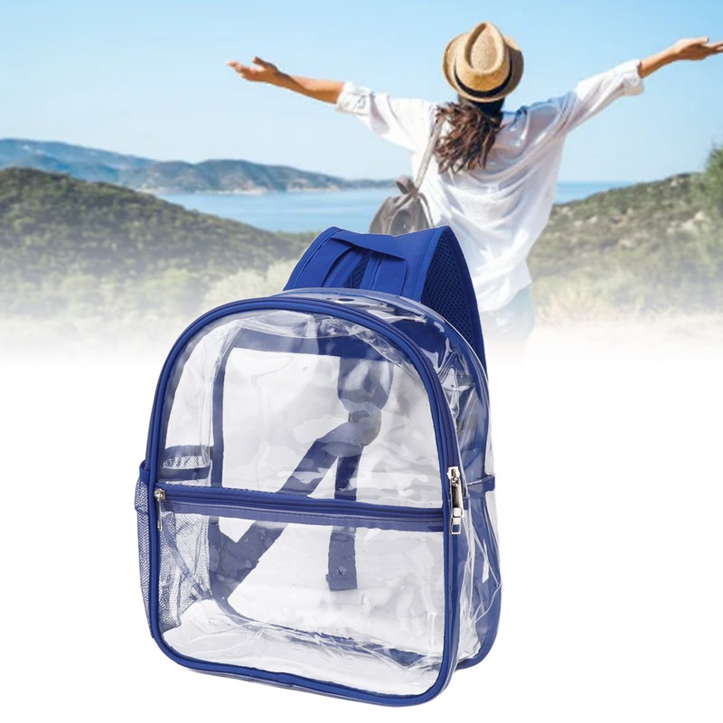PVC Transparent Backpack Portable PVC Zipper Design High Capacity Clear