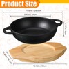 Jingmore 2 Sets Mini Cast Iron Skillet with Wooden Base