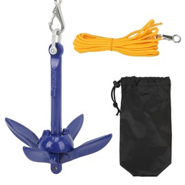 Leapiture Marine Anchor, Boat Grapnel, Folding Anchor, Aluminium Anchor, Kayak Anchor, Stainless Steel Marine Anchor with Yellow Rope for Fishermen