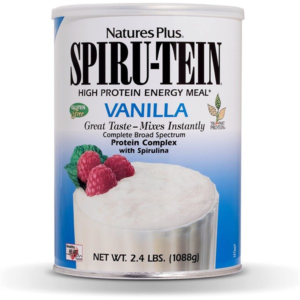 NaturesPlus SPIRU-TEIN Shake - Vanilla - 2.4 lbs, Spirulina Protein Powder - Plant Based Meal Replacement, Vitamins & Minerals for Energy - Vegetarian, Gluten-Free - 32 Servings