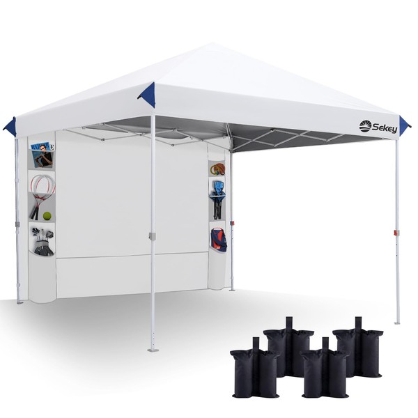 Sekey 10x10 Pop Up Canopy with Pockets Sidewall, One Push