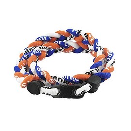 MapofBeauty 18" Sport Three Colors Three Braided Rope Tornado Necklace (Orange/Royal Blue/White)