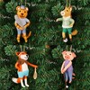 Set of 4 Christmas Felt Animal Athletes Ornaments, 5" Mini