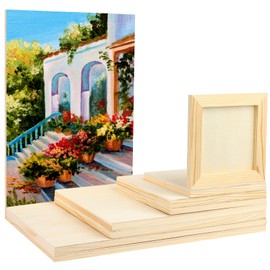 18 Pack Unfinished Wood Canvas Panels Kit Wooden Panel Boards Wood Paint Pouring Panels Wooden Canvas Panels Boards for Painting, Pouring Art, Crafts/11.8x7.9Inch/9x7.5Inch/6x6Inch/4.7x4.7Inch