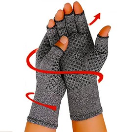 Arthritis Compression Hand Gloves - Open Finger Computer Typing Mittens Gloves, Relieve Carpal Tunnel, RSI, Tendonitis, Rheumatoid and Osteoarthritis Joint Pain, Breathable Hand Warmer Men & Women (1 Pair) (Large)
