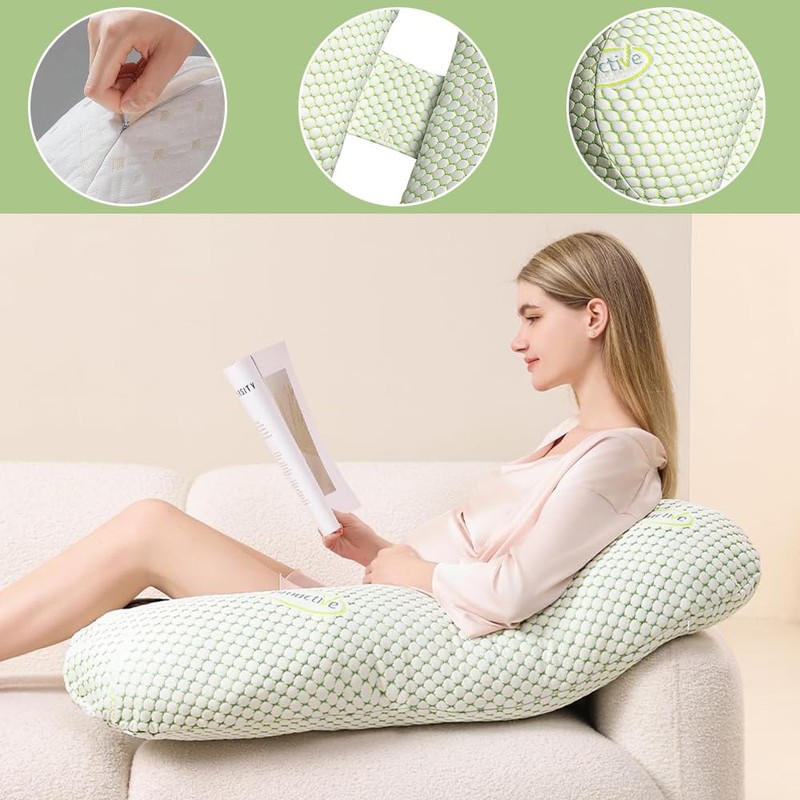 Pregnancy Pillow with Detachable & Adjustable Pillow Cover, Soft Pregnancy