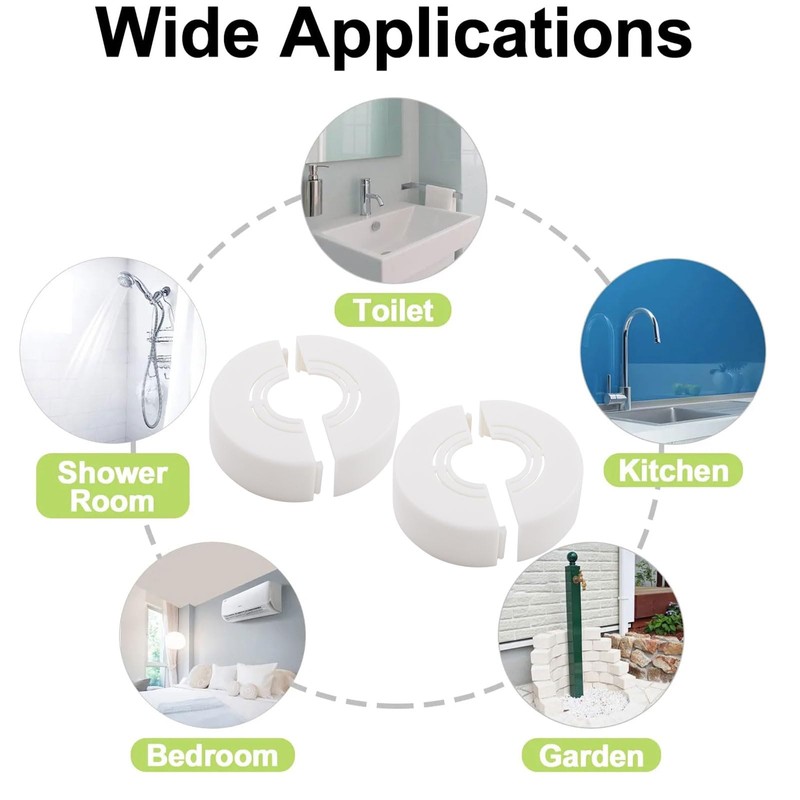 UFURMATE Wall Pipe Cover, 4Pcs Plastic Wall Hole Decoration Split