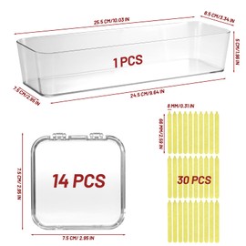 JynJyn 14Pcs Press On Nail Storage Boxes with Holder, 2.95” Press On Nail Packaging Case with 30Pcs Adhesive Double Sided Tape, Plastic Clear Case for Fake Nails Organize, Display