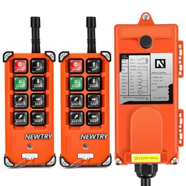 NEWTRY 8 Buttons Wireless Crane Remote Control 12V 2 Transmitters Industrial Channel Electric Lift Hoist Radio Switch Receiver (F21E1B Transmitter + DC 12V Receiver)