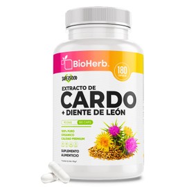 Bioherb Cardo Mariano Diente León Silimarina Estandarizada Fórmula Potenciada 180 Cápsulas 500 Suplemento Alimenticio Suministro Días