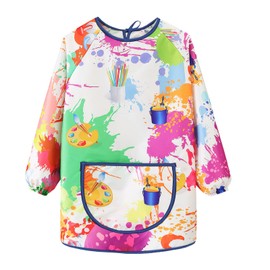 CIGTSICO Kids Painting Apron, Waterproof toddler painting apron for Boys Girls Aged 7-12, Oil-proof Kids Art Apron for Craft Cooking Eating Water Play