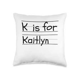 Funny Name K is for Kaitlyn Kindergarten Tag Kids Novelty K is for Kaitlyn Custom Name Girl School Teacher Throw Pillow, 16x16, Multicolor