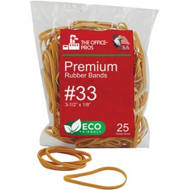 Rubber Bands, Eco Friendly Packaging, Size #33, Natural Crepe, Made in USA, Rubber Band Measurements: 3-1/2" x 1/8'' - 25 Bands