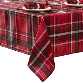 Elrene Home Fashions Pocono Plaid Red/Green Holiday/Christmas Fabric Rectangle Dining Tablecloth, 60"x84"