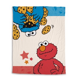 Nici 41978 Material: 100% Polyester Fleece Sesame Street Cookie Monster and Elmo Fleece Blanket, 125 x 160 cm Red