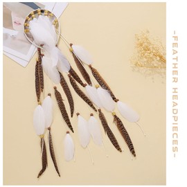 GORTIN Boho Feather Headband Indian Hippie Headbands White Gypsy Headpiece Hair Band Adjust Feather Headdress Bohemian Festival Costumes Hair Accessories for Women and Girls (Type A)