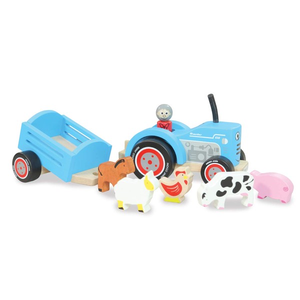 Indigo Jamm Tractor Tim, Retro Wooden Toy Vehicle and Detachable