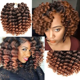 Jamaican Bounce Crochet Hair-4 Packs Deal 6 Inch Jumpy Wand Curl Crochet Hair For Black Women (6 Inch (Pack of 4), T1B-30#)