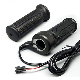 MUSELK Electric Bike Full Twist Throttle Right Handle Throttle 24V 36V 48V 60V 72V with 3 pin Waterproof/SM Connector for EBike or Folding Electric Scooter (20X-Full-SM)