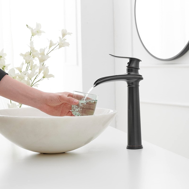 BWE Bathroom Vessel Sink Faucet Waterfall Spout Single Handle One