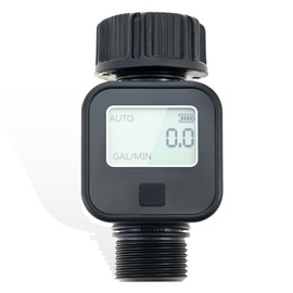Aupoko Digitaler Wasserzähler mit IPX5 Schutz – Praktischer Wasseruhr mit 4 Messmodi zur Kontrolle des Wasserverbrauchs, 180°Drehbarer Durchflussmesser für Gartenbewässerung, Landwirtschaft