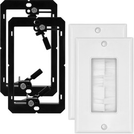 Brush Wall Plate with Low Voltage Mounting Bracket - Cable Pass Through Wall Plates for Home Theater, and TV Wall Outlets, Single Gang Cable Access Strap, Durable Wire Hider Wall Socket