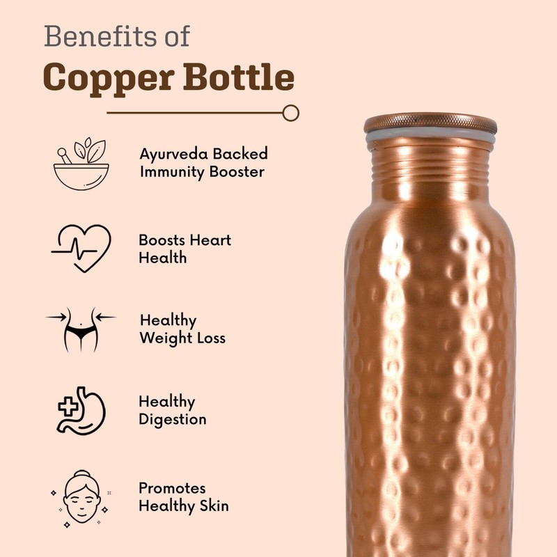 34Oz Pure Copper Water Bottle for Drinking – Ayurvedic Water