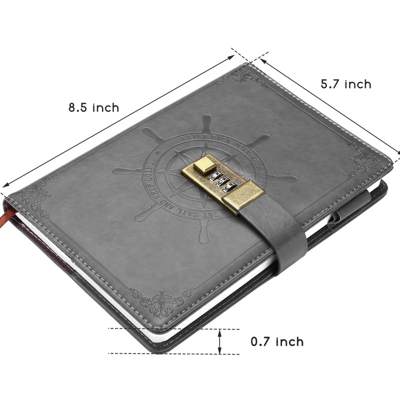 Kesote A5 Diary with Lock Leather Cover Lock Notebook Lined