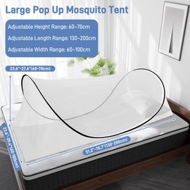 Mosquito Net Pop Up Single Bed, 200 x 90 x 60 cm, Foldable Mosquito Net Travel Without Hanging, Portable Camping Tent, Mosquito Net Bed Suitable for Home and Camping, Easy and Quick Installation
