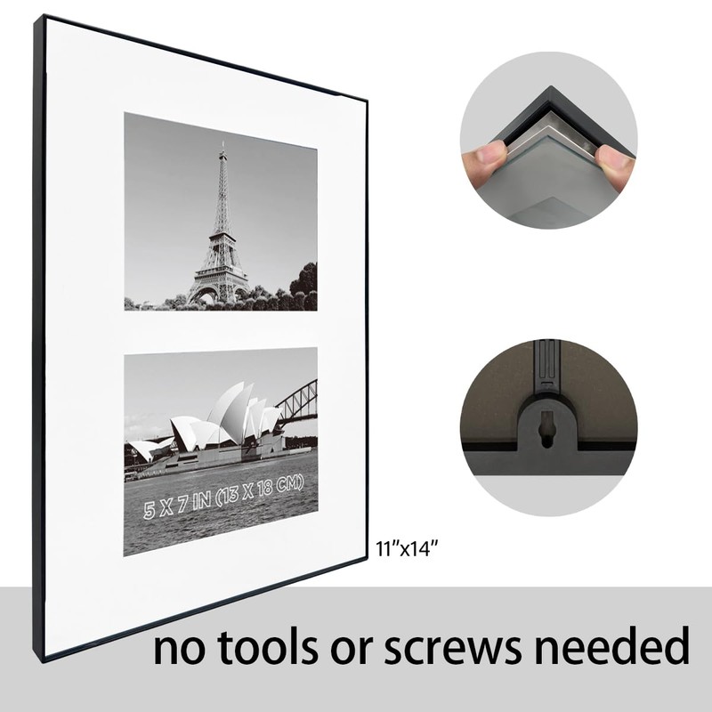 GOmaize Front Loading Black Picture Frame Set of 3,Display pictures