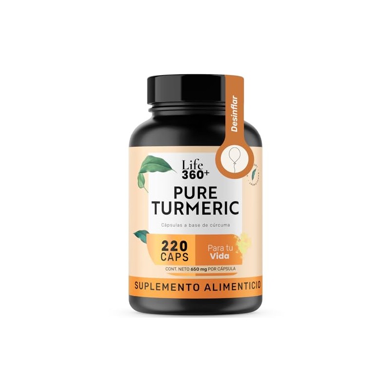 Life360 Cúrcuma Pura 220 Cápsulas Alta Absorción Raíz 1300 Por
